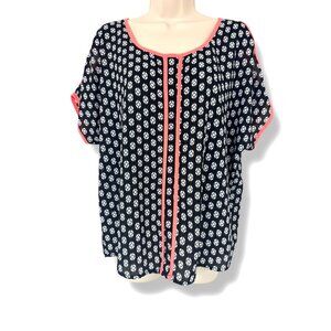 Bobeau Black White Print Cold Shoulder Tunic Top Shirt Blouse Size‎ M Nordstrom